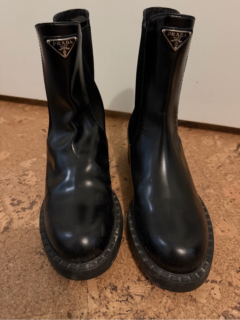 Prada chocolate brushed leather Chelsea boots